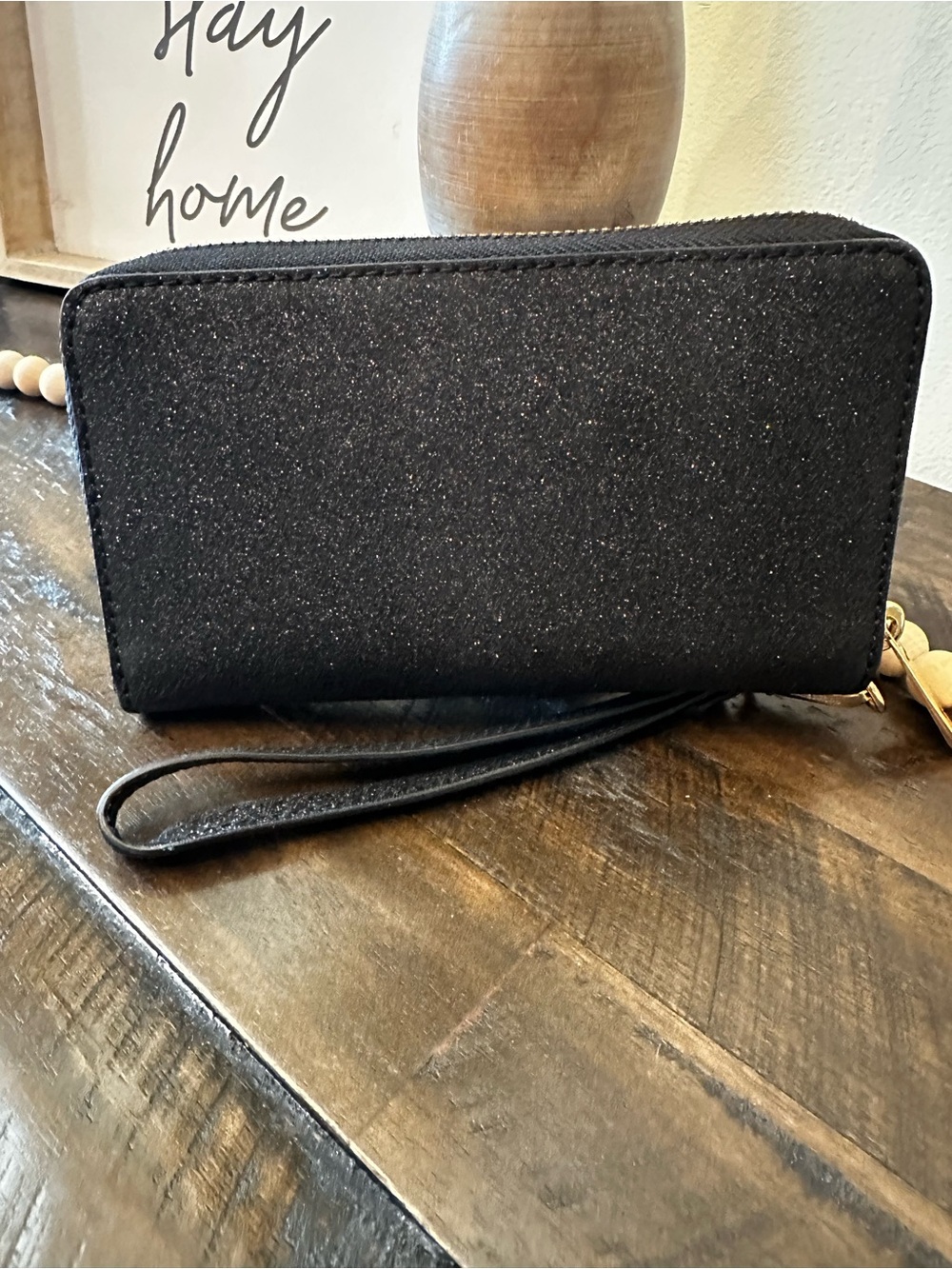 Michael Kors Glitter Zip Around Wallet Black Wristlet NWT - Picture 4 of 13